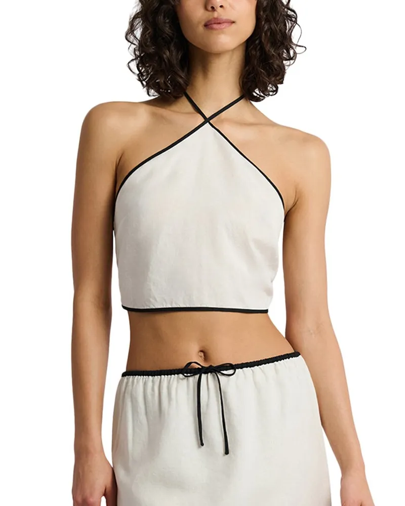 Onia Air Linen Cropped Linen-Blend Halter Top Nocolor