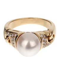 Bulgari 18K 0.30 ct. tw. Diamond & 9.2mmmm Pearl Cocktail Ring (Authentic Pre- Owned 