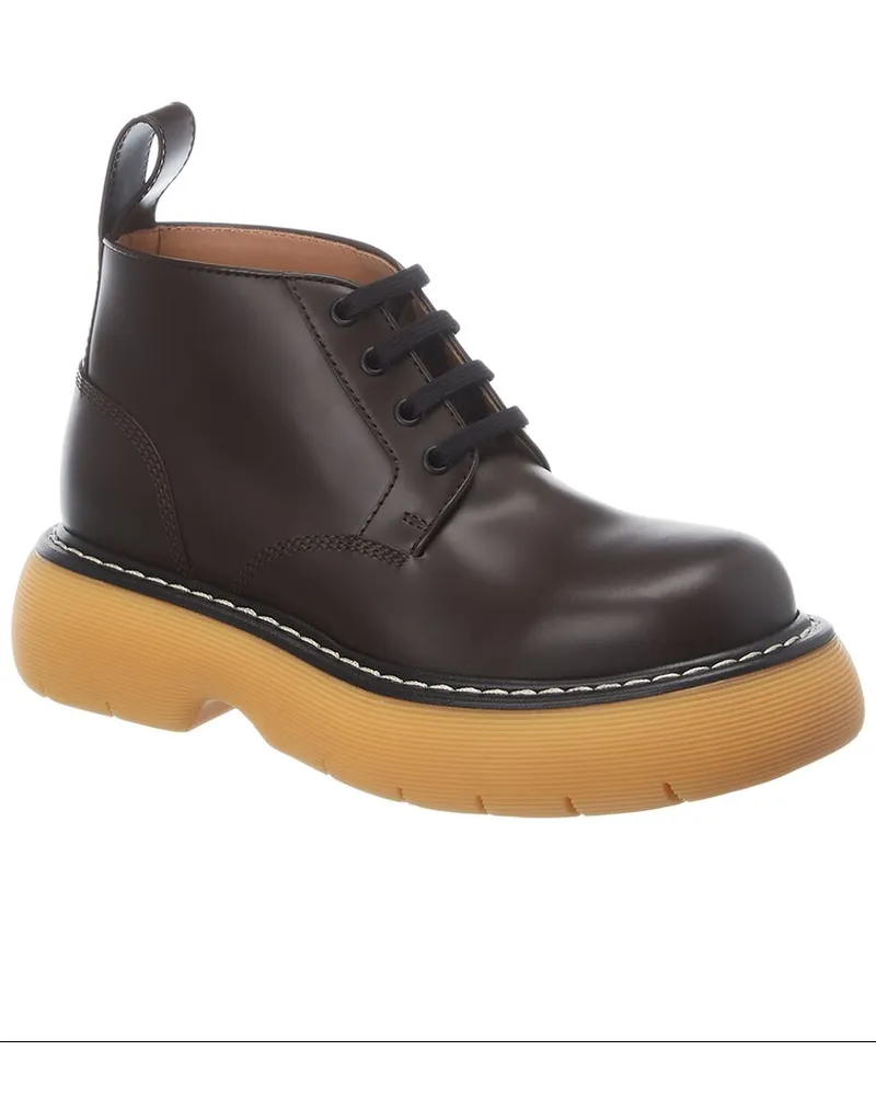 Bottega Veneta The Bounce Leather Bootie Brown
