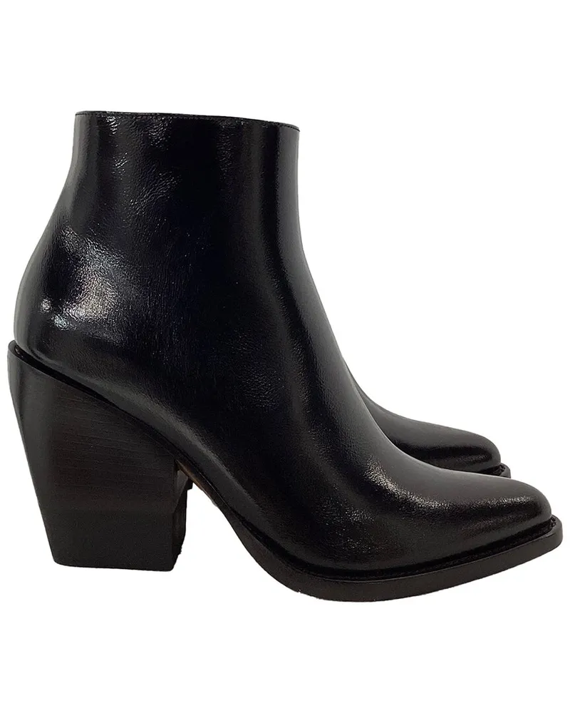 Chloé Women's Leather Zipped Block-Heeled Bootie (Authentic Pre-Loved Nocolor