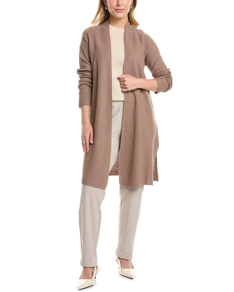 Eileen Fisher Long Linen-Blend Cardigan Nocolor