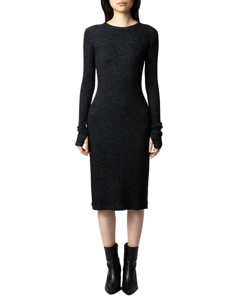 Zadig & Voltaire Ruby Heavy Rib Lurex Dress Black