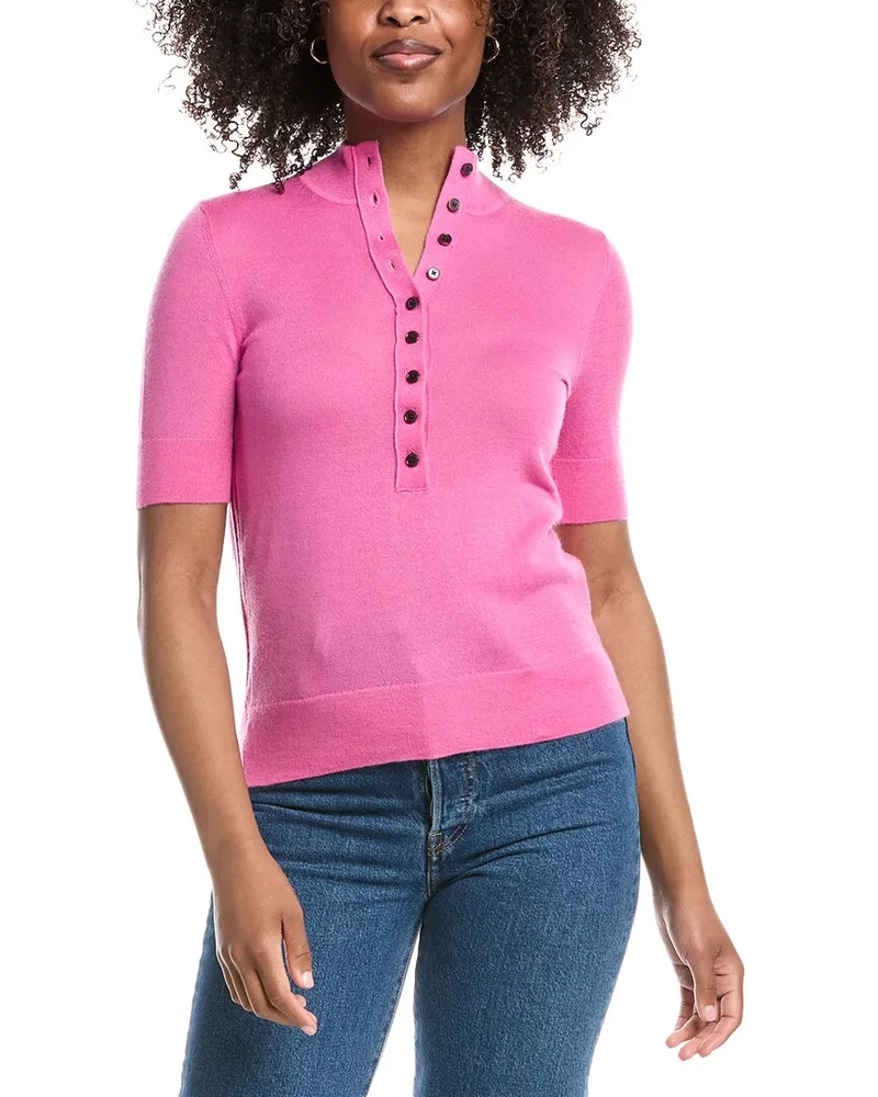 Derek Lam Violette Cashmere Polo Sweater Pink