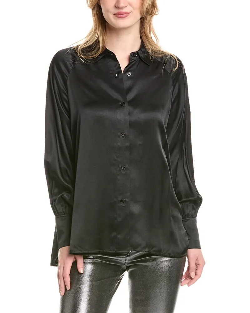 AllSaints Oana Silk-Blend Shirt Black