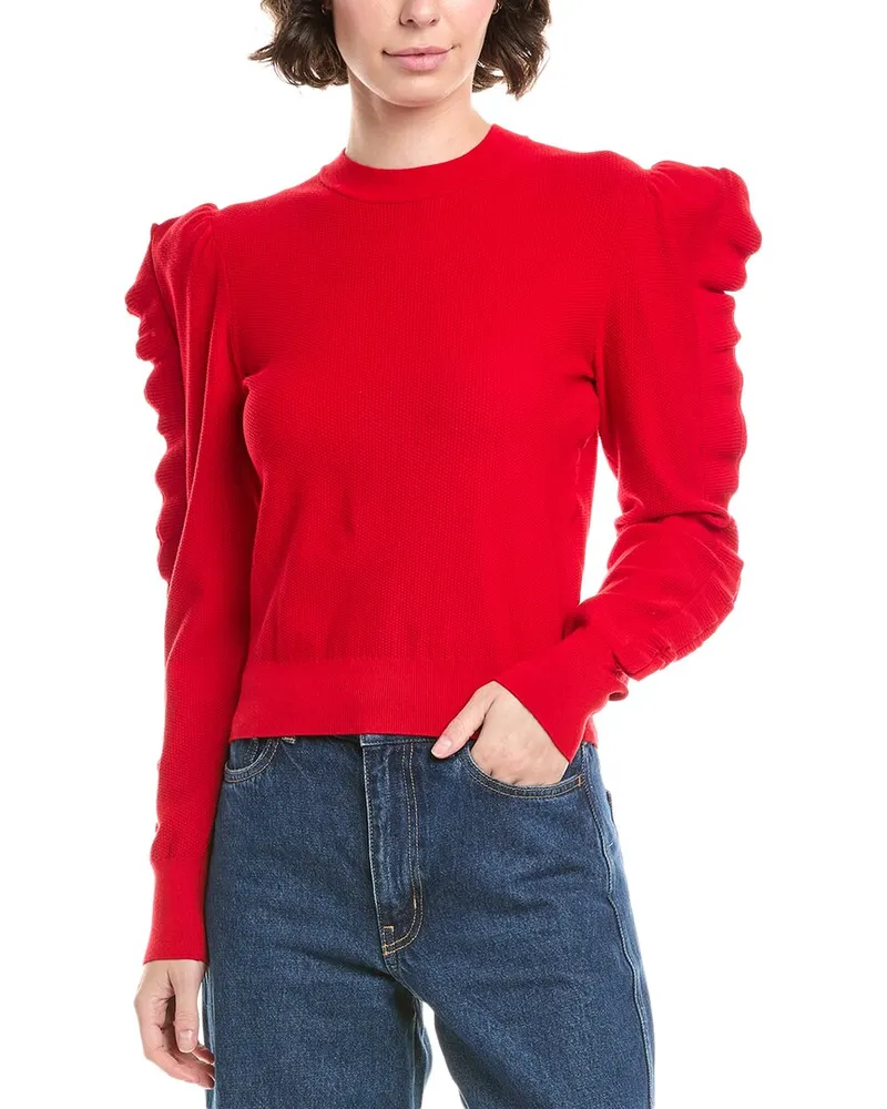 Max Mara Genero Ruffle Puff Sleeve Sweater Red