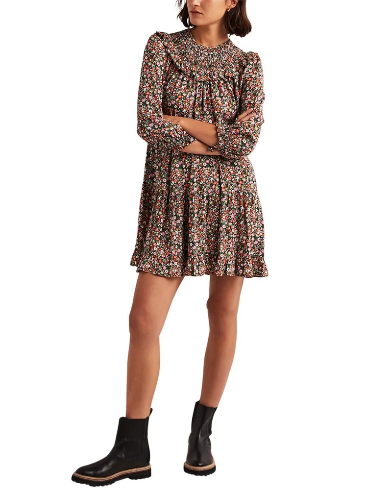 Boden Smocked Yoke Tiered Dress Nocolor