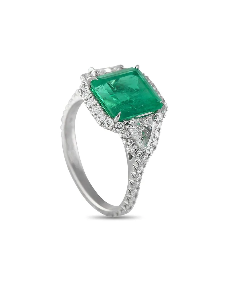 KWIAT Platinum 4.85 ct. tw. Diamond & Emerald Ring (Authentic Pre-Loved Nocolor