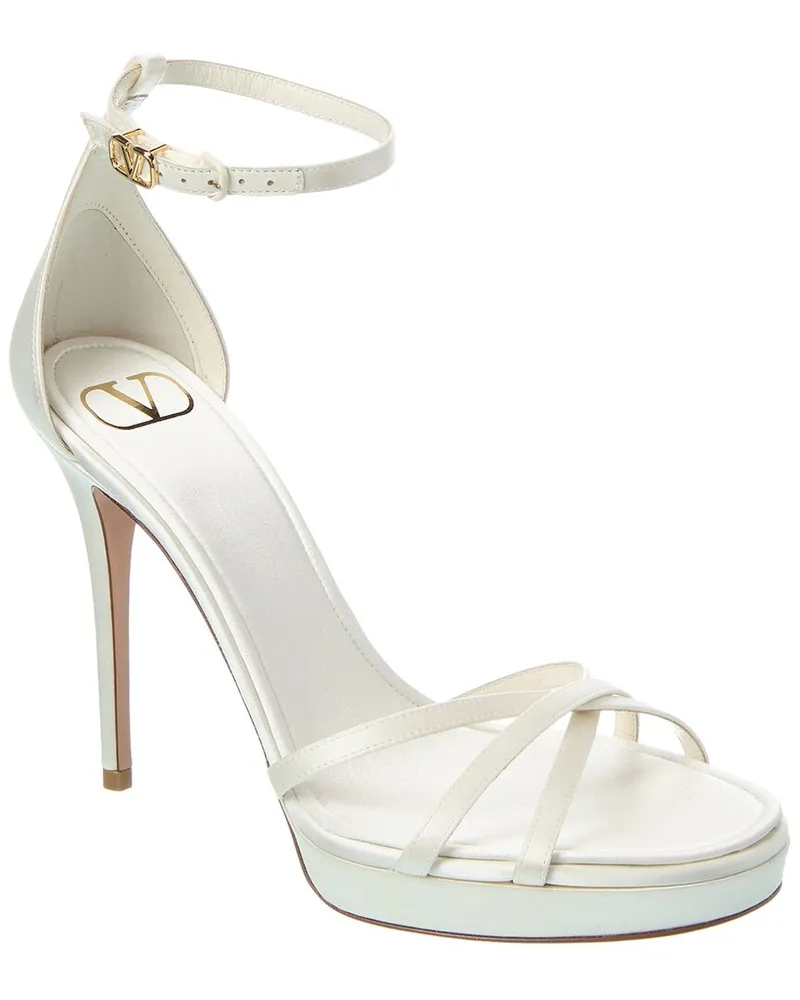 Valentino Garavani VLogo 120 Satin Sandal White