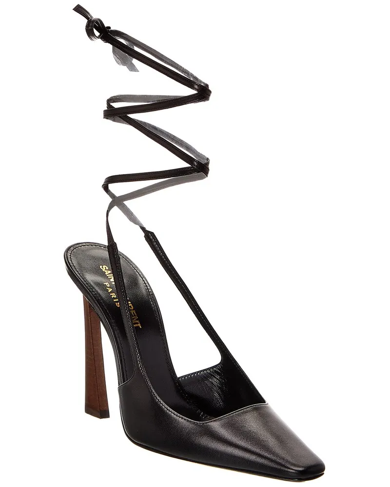 Saint Laurent Blade 105 Leather Slingback Pump Black