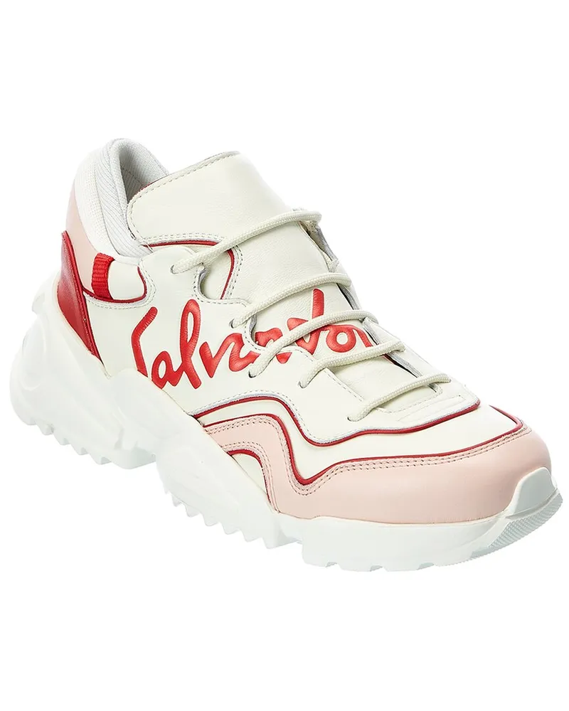 Ferragamo Nilu Leather Sneaker White