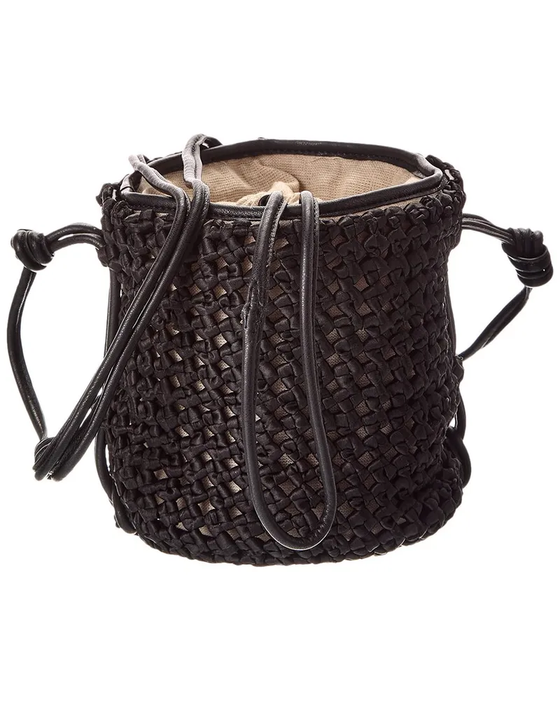 Dolce Vita Shelby Raffia Bucket Bag Black