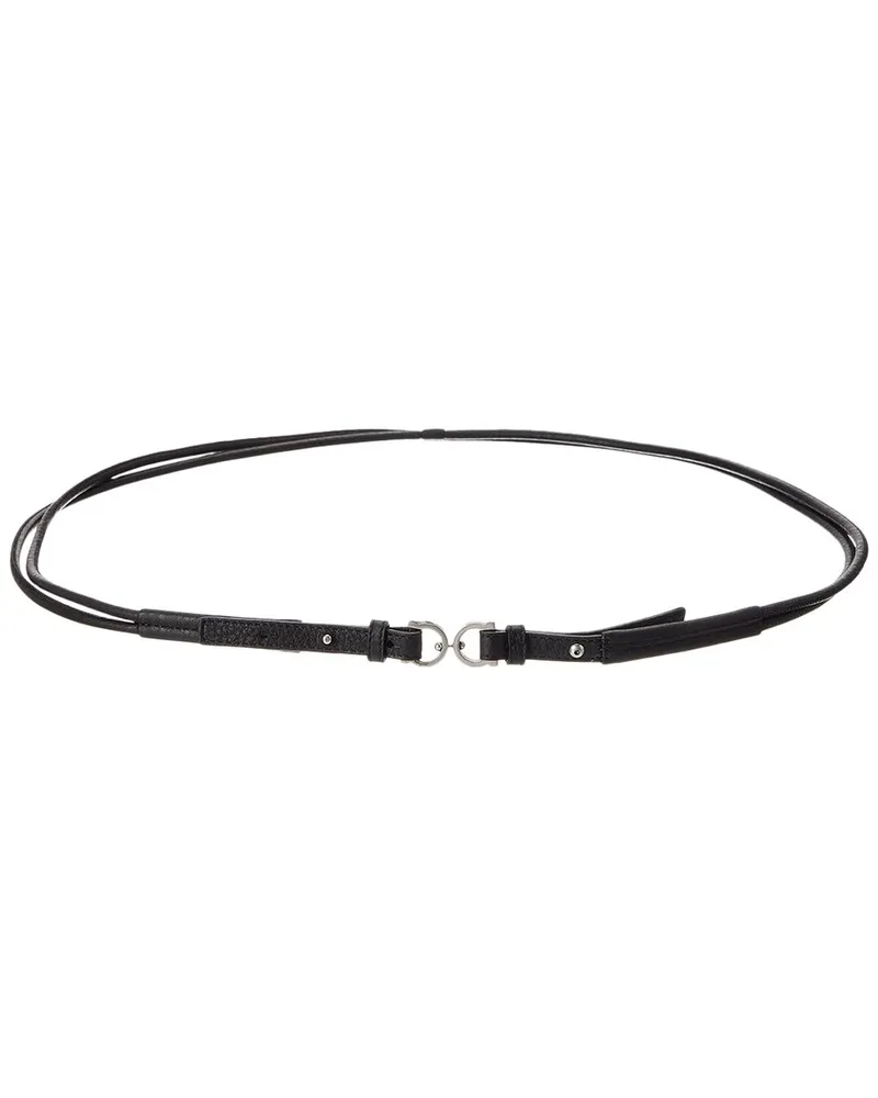 Ferragamo Gancini Reversible & Adjustable Leather Belt Black