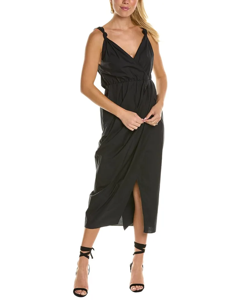 Rebecca Taylor Poplin Whisper Rose Midi Dress Black