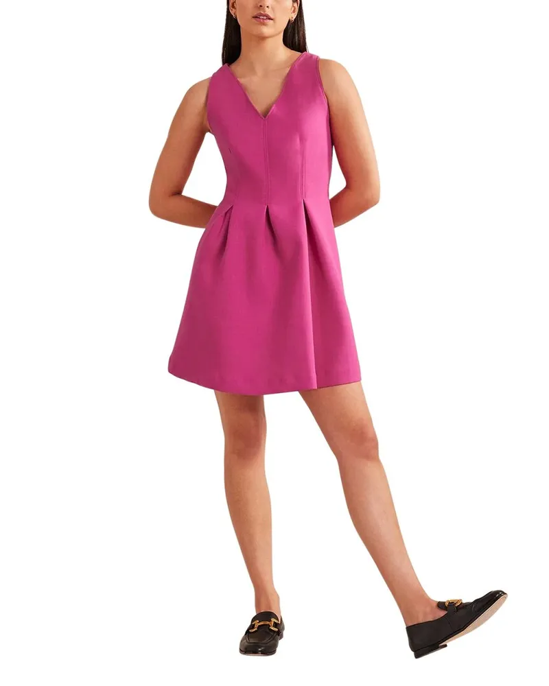 Boden V-Neck Wool-Blend Skater Mini Dress Nocolor