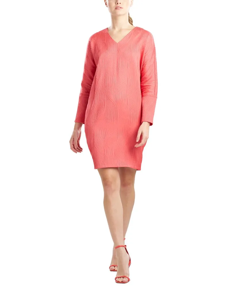 NATORI Long Sleeve Scroll Jacquard Dress Nocolor