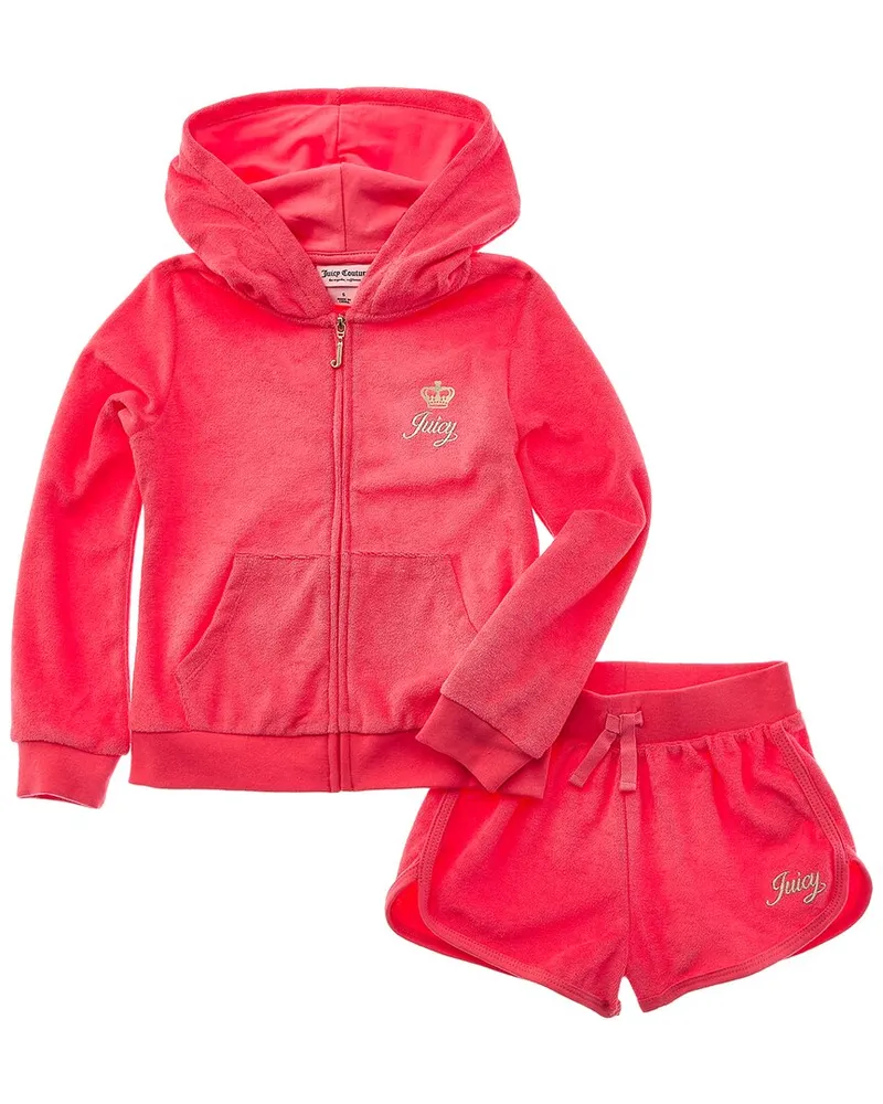 Juicy Couture 2pc Loop Terry Jacket & Short Set Pink