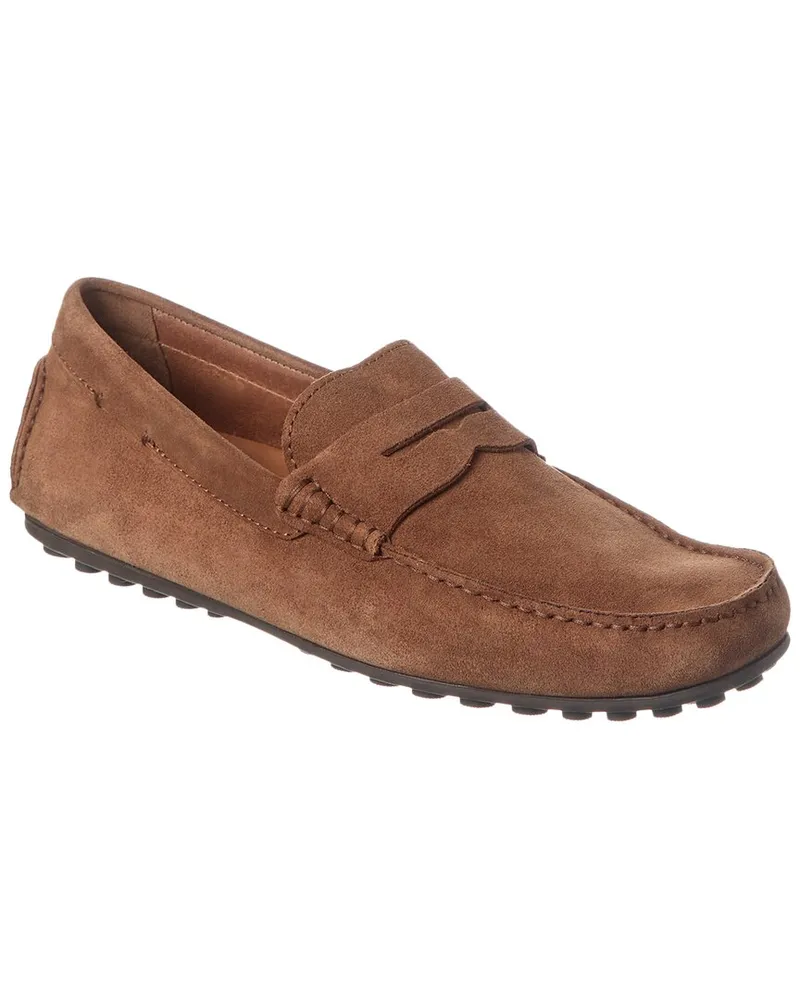 Aquatalia Lucca Weatherproof Suede Loafer Brown
