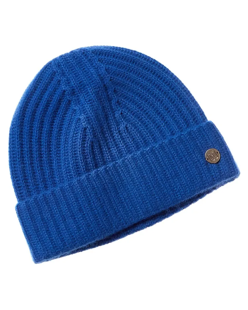 Bruno Magli Fashioned Rib Cashmere Hat Blue