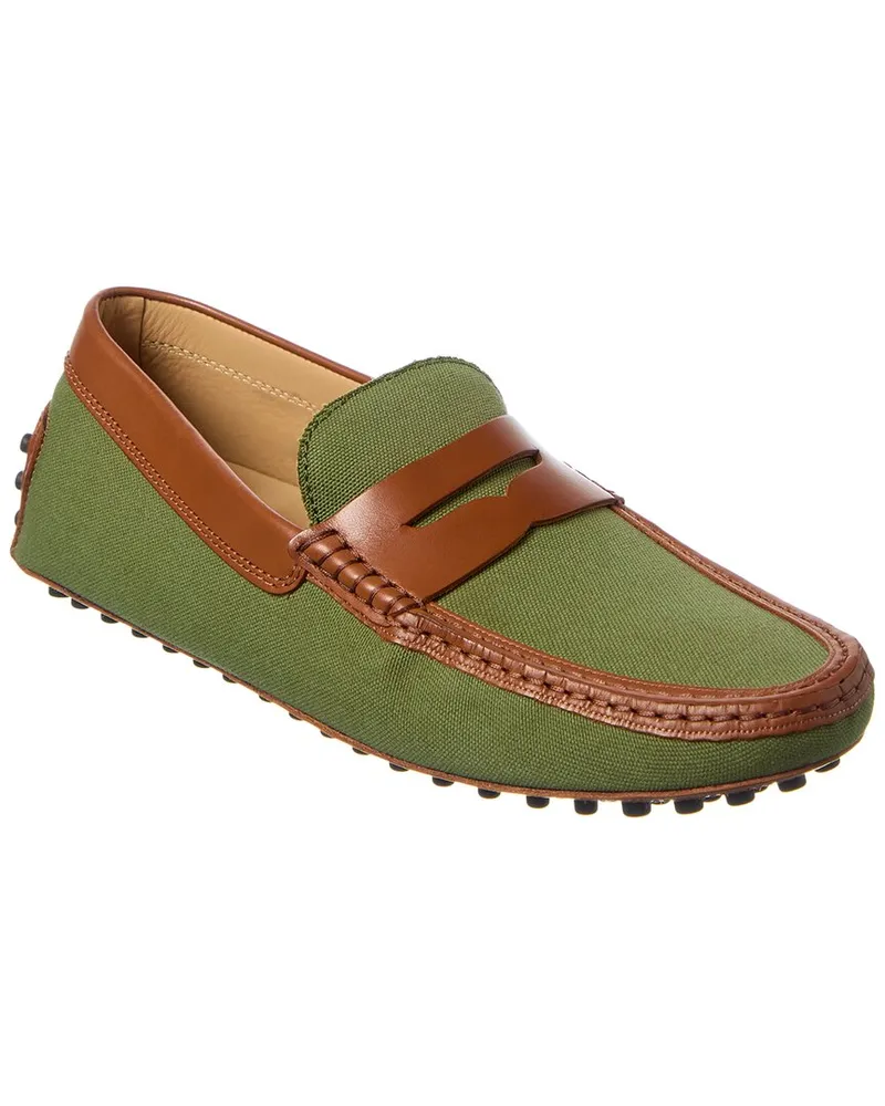 TOD'S TOD’s Gommino Canvas & Leather Loafer Green