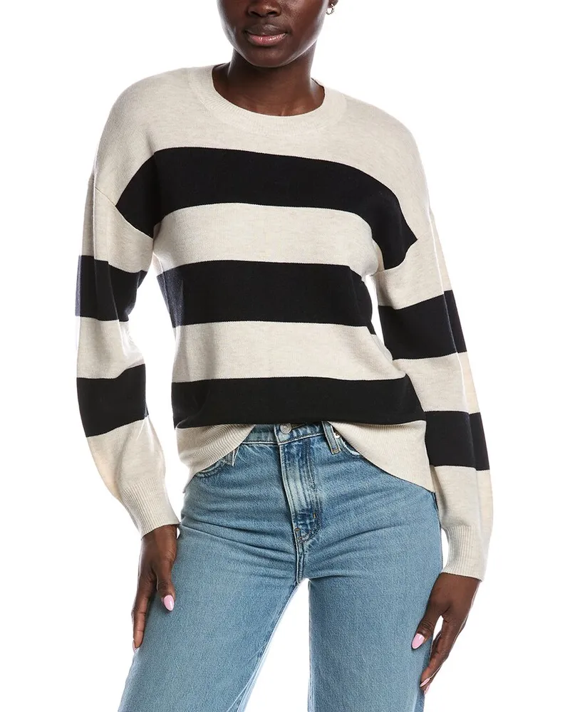 Splendid Libby Stripe Wool-Blend Sweater Beige