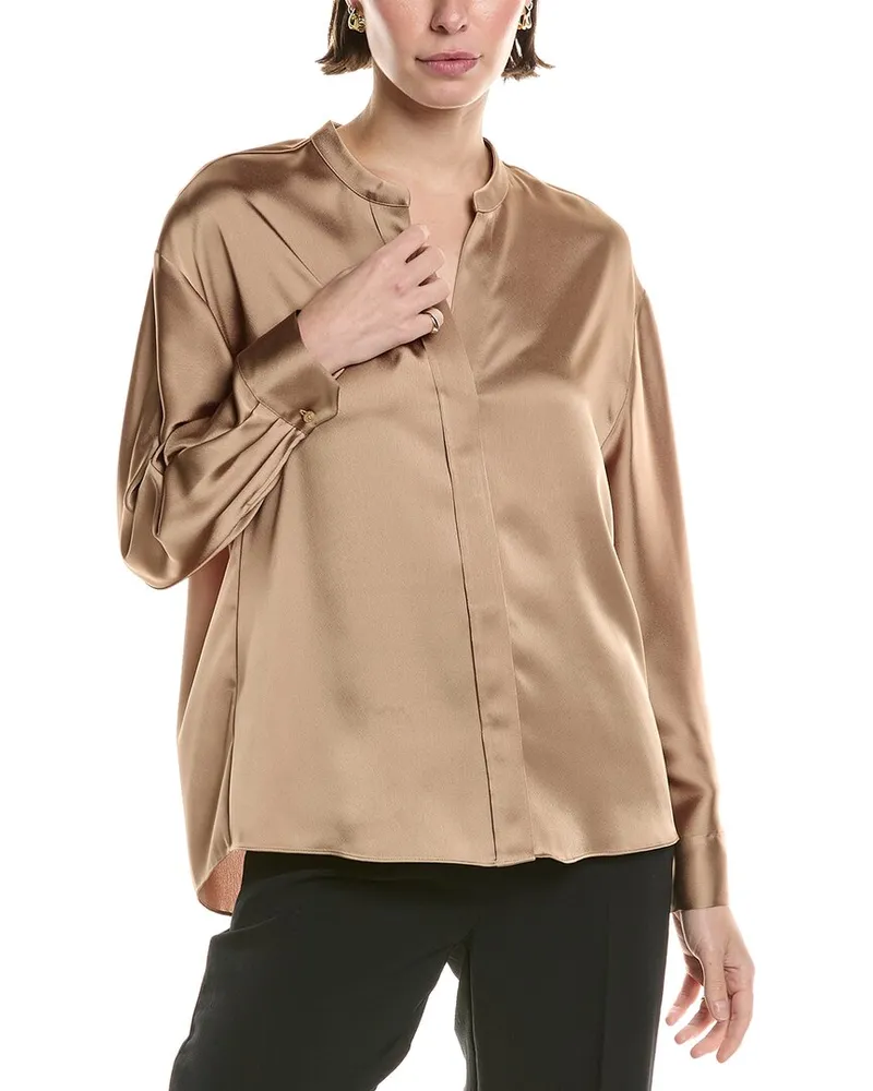 Vince Button-Down Blouse Brown