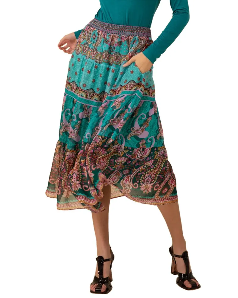 Hale Bob Maliyah Silk-Blend Skirt Nocolor