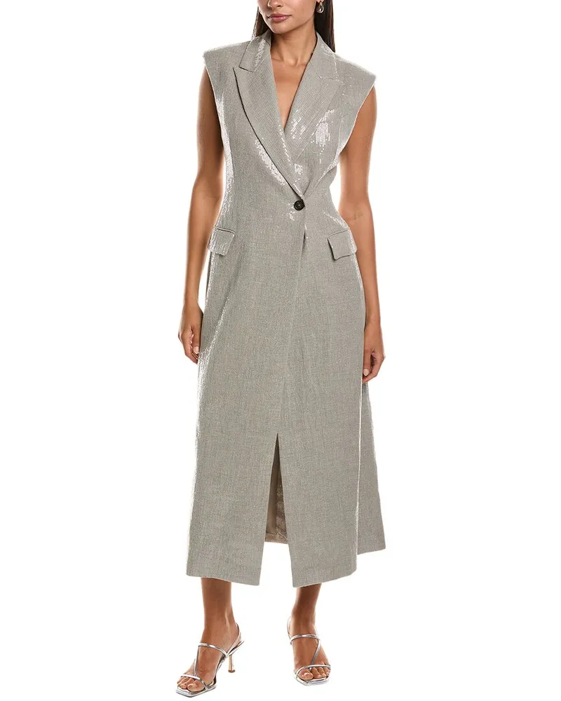 Brunello Cucinelli Sequin Linen-Blend Blazer Dress Nocolor