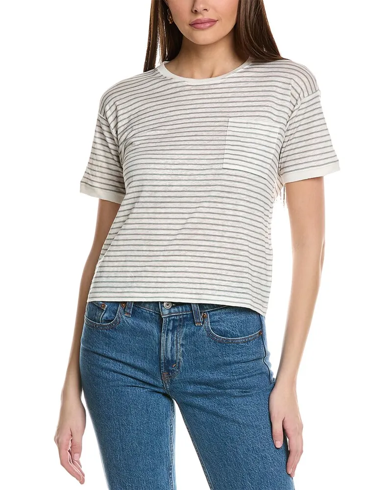 Frame Denim FRAME Linen Cropped T-Shirt White