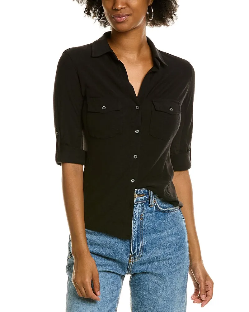 James Perse Contrast Panel Shirt Black