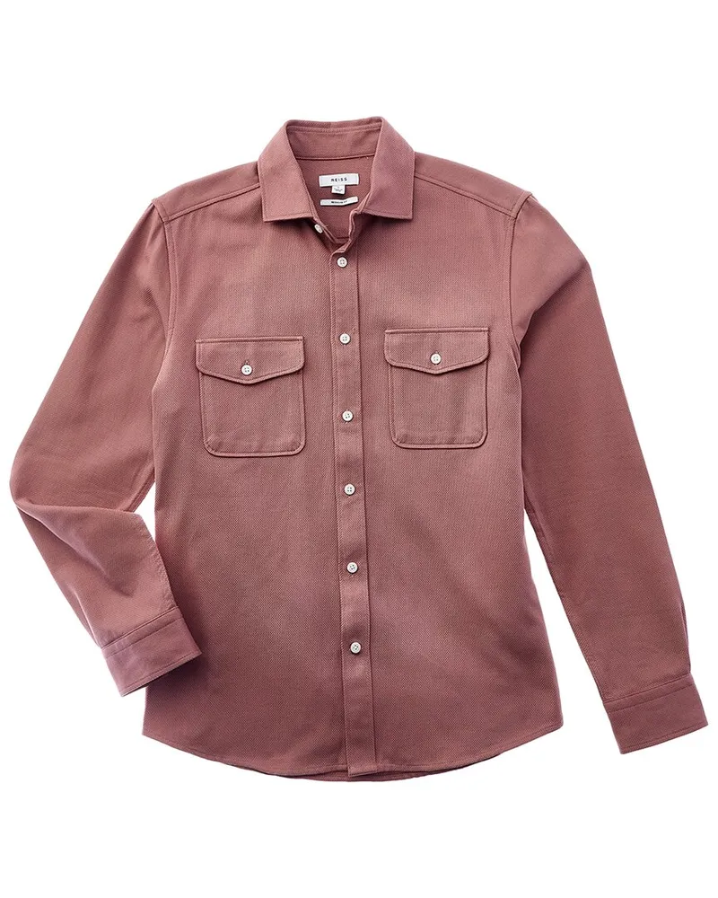 Reiss Arlo Textured Canvas Shirt Pink