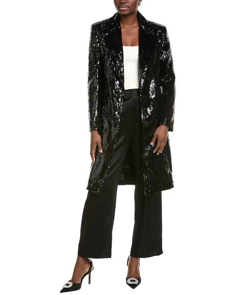 Michael Kors Collection Chesterfield Sequin Wool-Blend Blazer Black