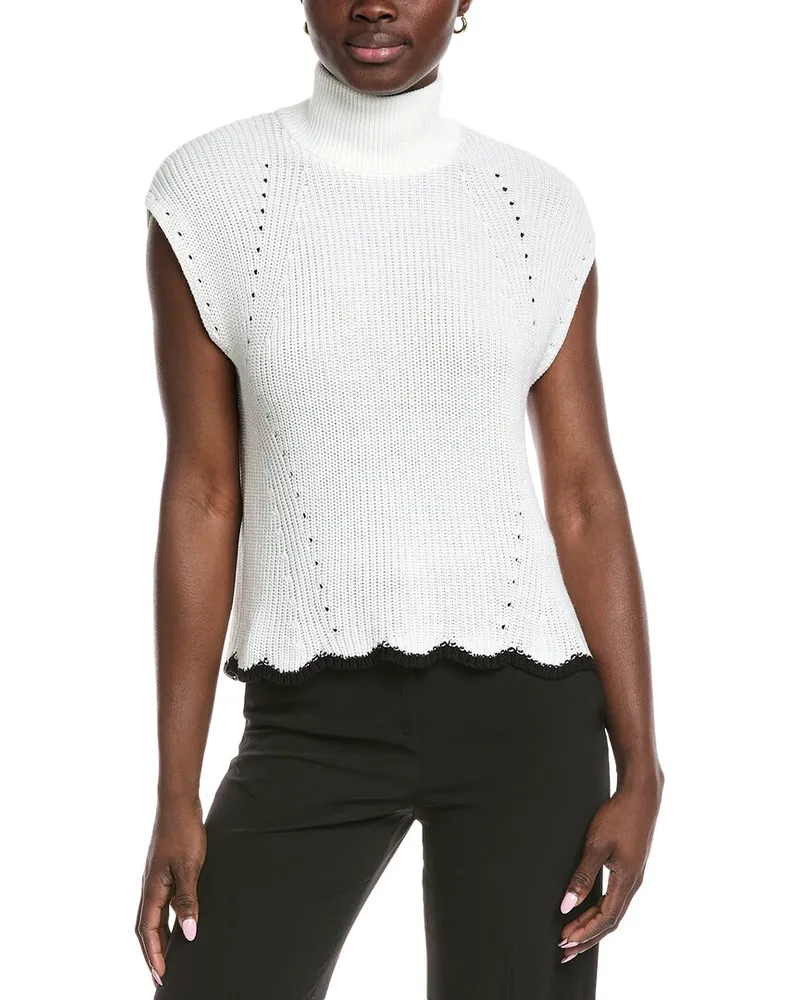 Autumn Cashmere Scallop Edge Sweater White