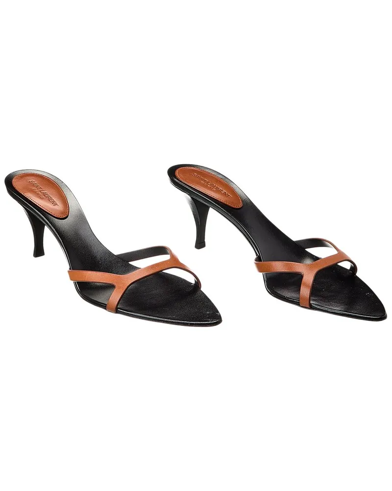 Saint Laurent Carla 60 Leather Mule (Authentic Pre-Loved Brown