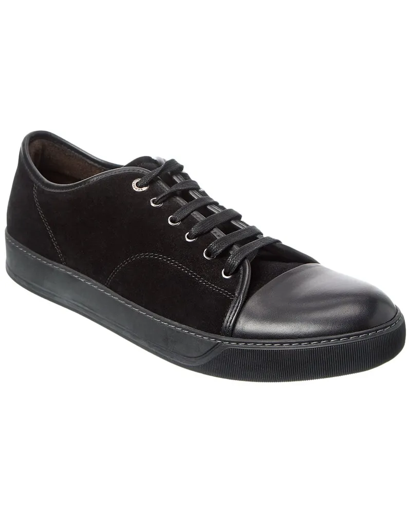 Lanvin Basket Basse Suede & Leather Sneaker Black