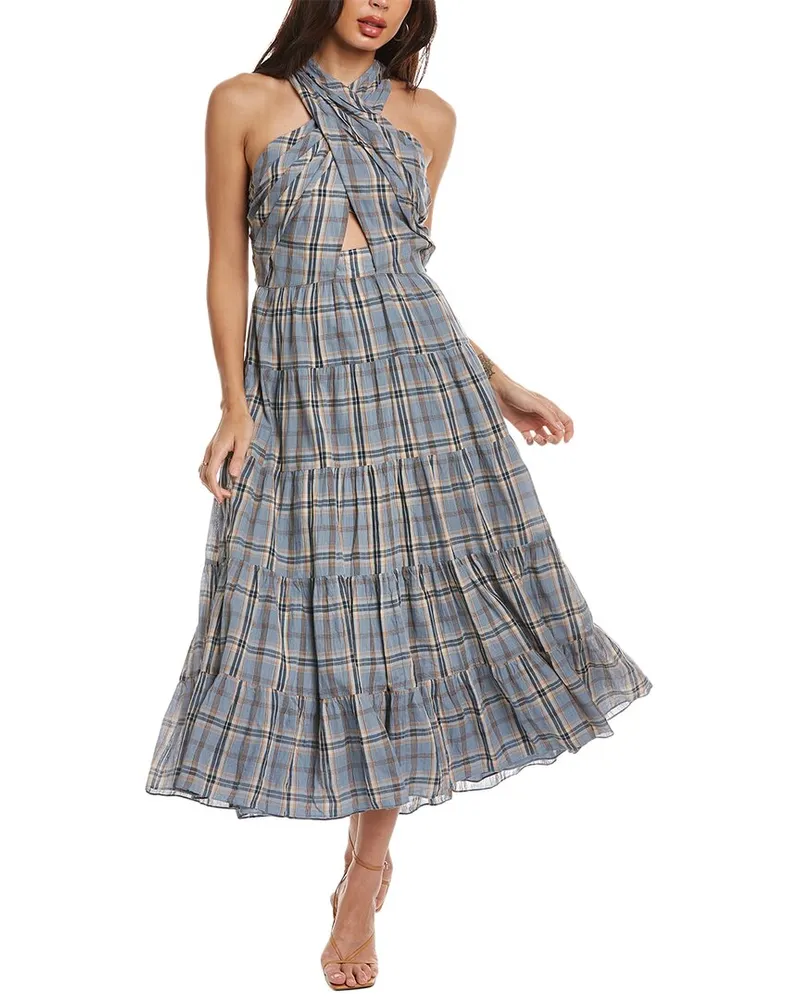 Ulla Johnson Tiered Midi Dress Blue