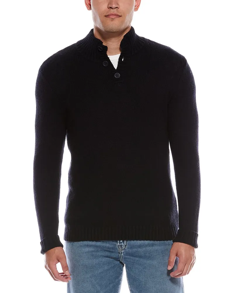 Autumn Cashmere Cashmere-Blend Button Pullover Blue