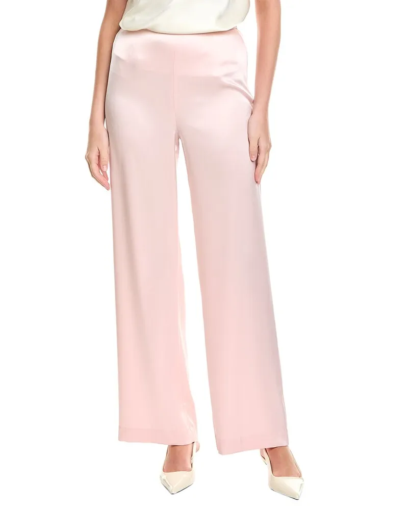 ST. JOHN Liquid Satin Elastic Waist Pull-On Pant Pink