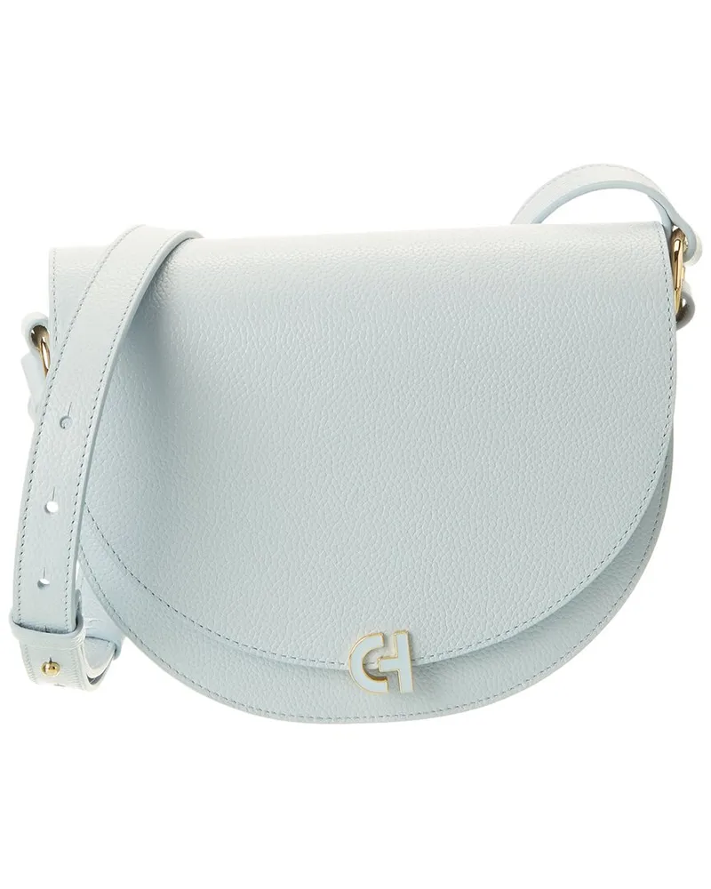 COLE HAAN Evie Chain Leather Saddle Bag Blue