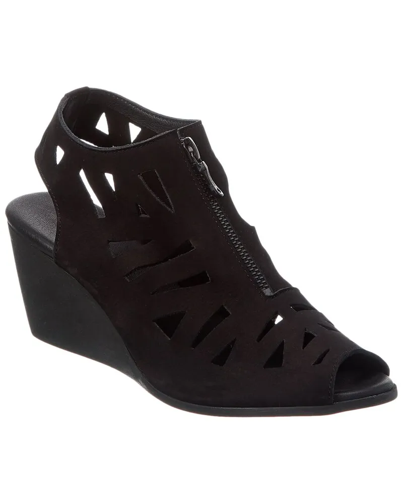 Arche Eggaya Leather Wedge Sandal Black