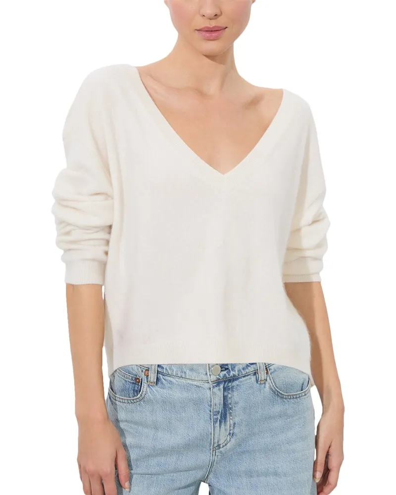 Alice + Olivia Williams Easy Cashmere-Blend Pullover White