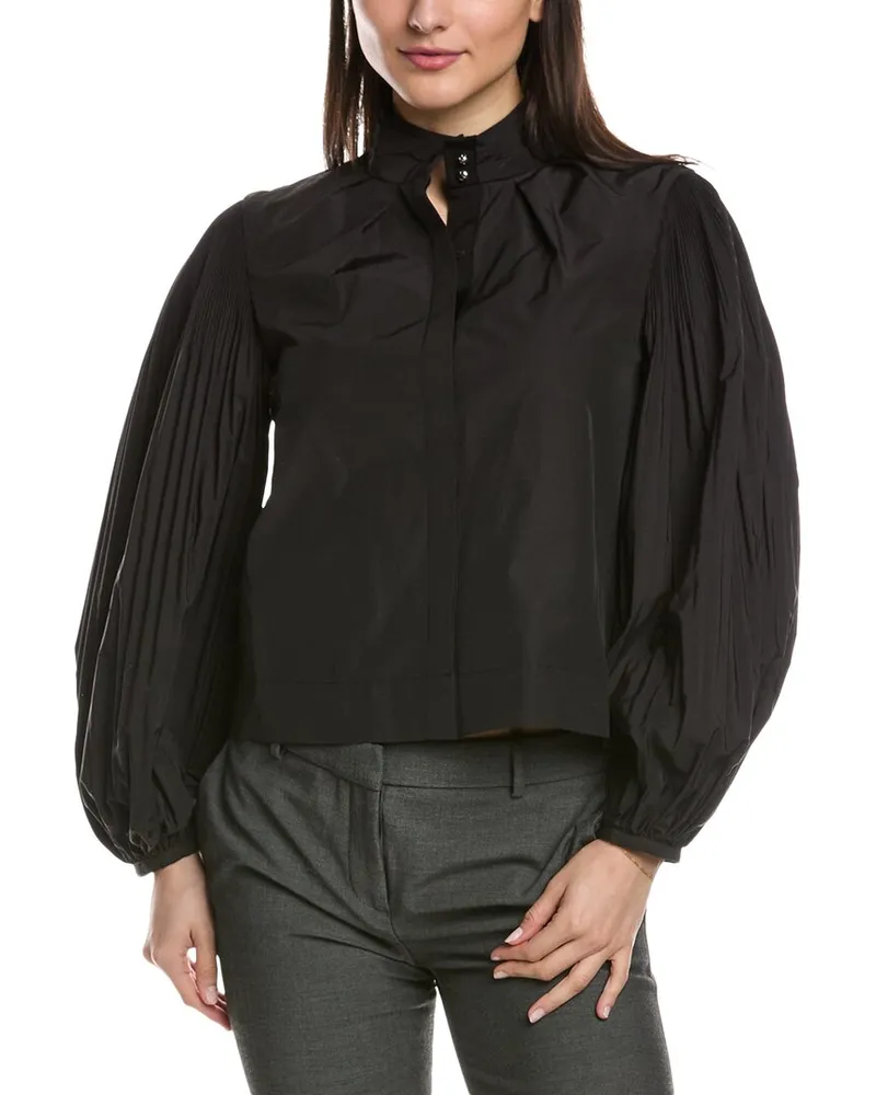 Derek Lam Lupa Pleated Sleeve Top Black