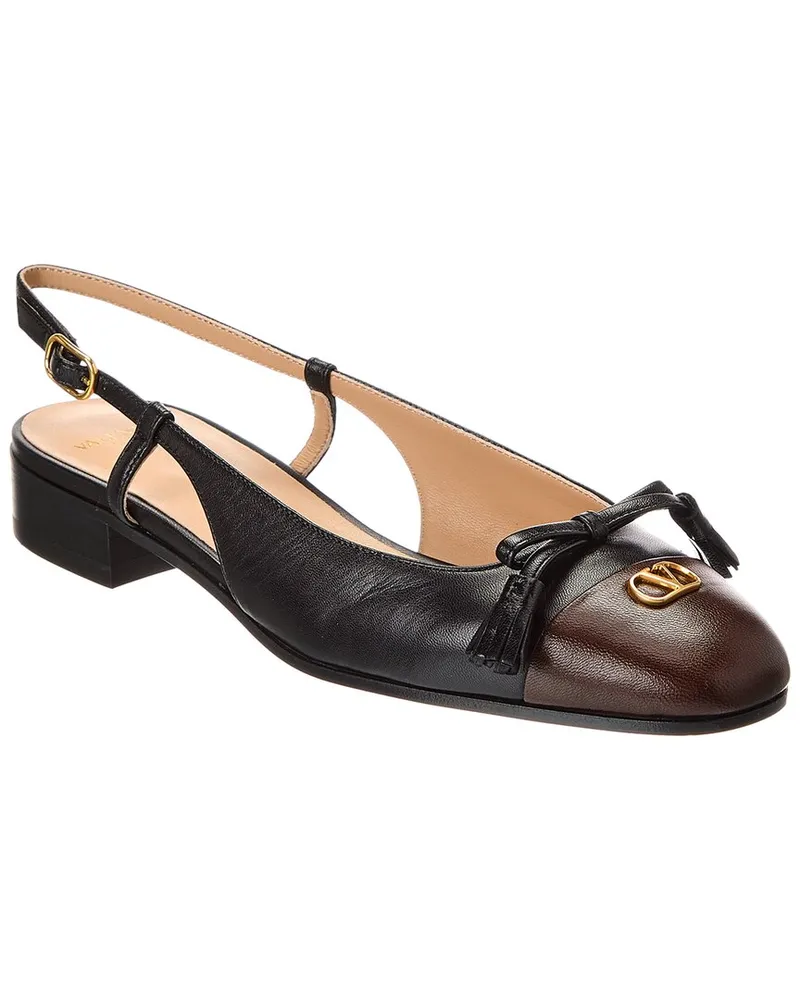 Valentino Garavani Valet Du Roi Leather Slingback Ballerina Flat Black