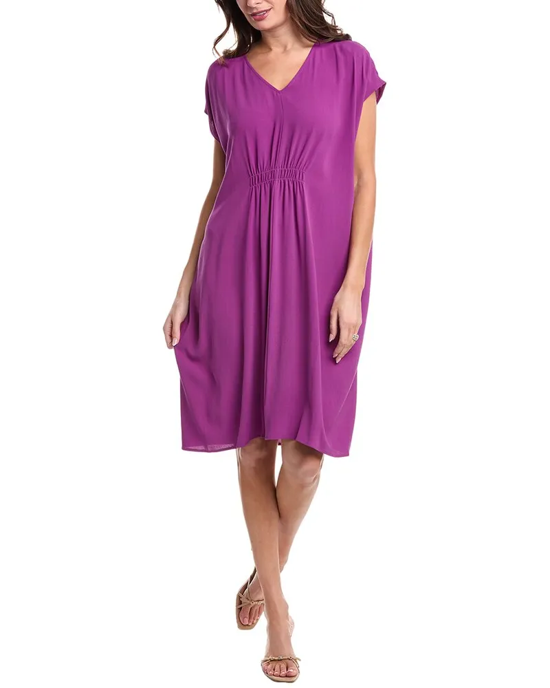 Eileen Fisher V-Neck Silk Dress Nocolor