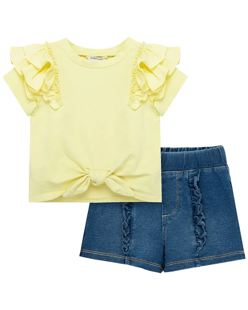HABITUAL Tie-Front Top & Short Set Yellow