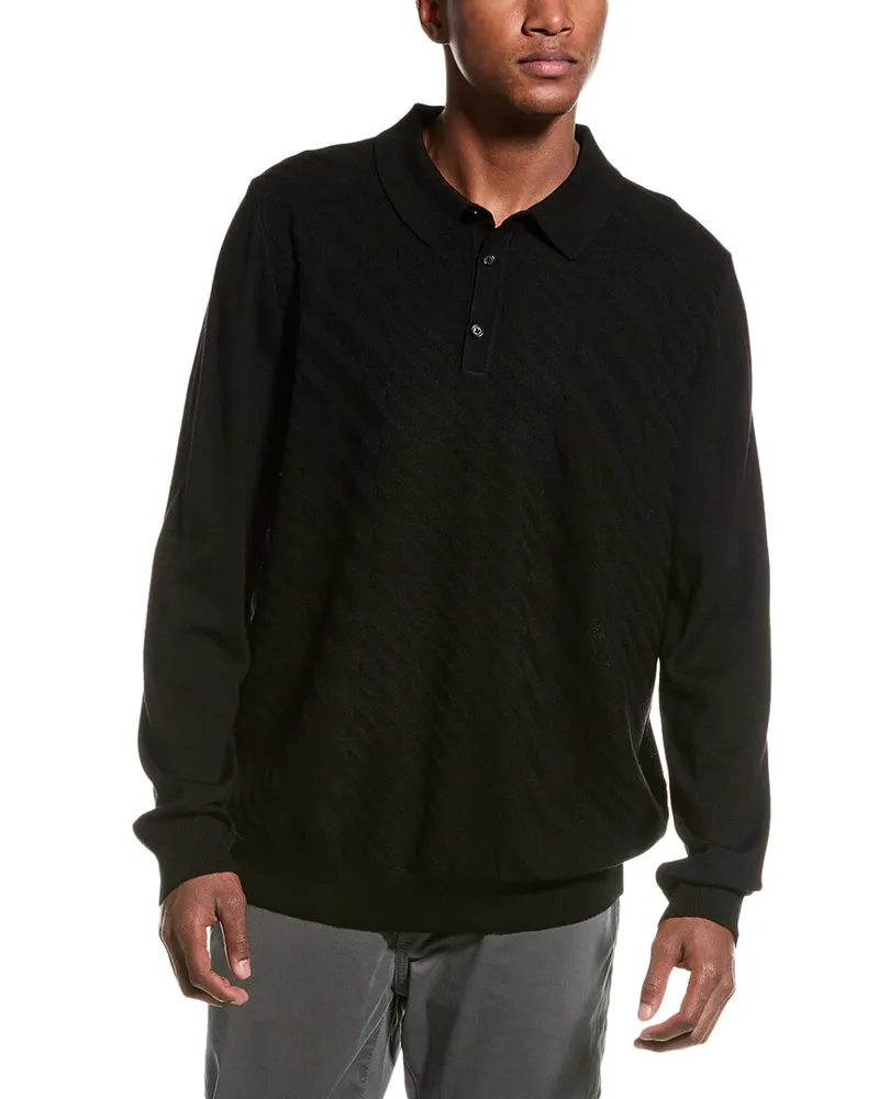 HUGO BOSS Padori Wool-Blend Polo Sweater Black