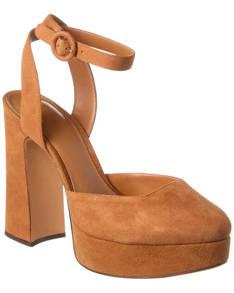 Alexandre Birman Clarita Vita 120 Suede Platform Pump Brown
