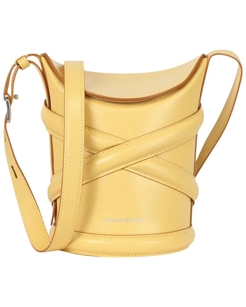 Alexander McQueen Small Leather Bucket Bag Yellow