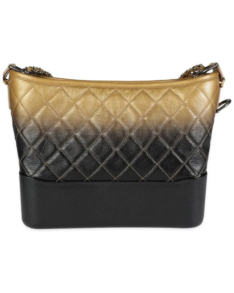 Chanel Black & Gold Quilted Goatskin Leather Medium Gabrielle Hobo (Authentic  Pre-Loved Nocolor