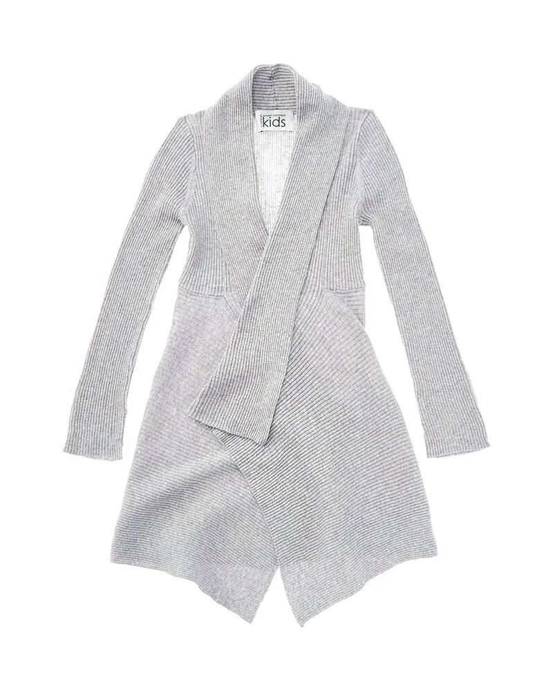 Autumn Cashmere Rib Drape Cardigan Grey