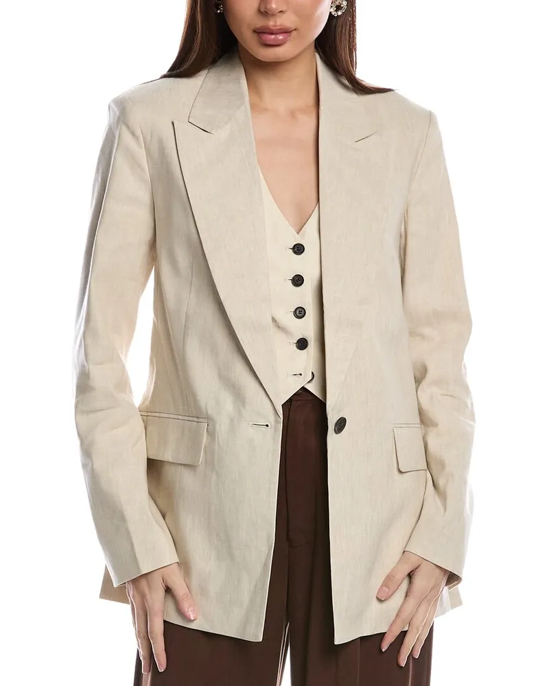 AllSaints Whitney Linen-Blend Blazer Brown